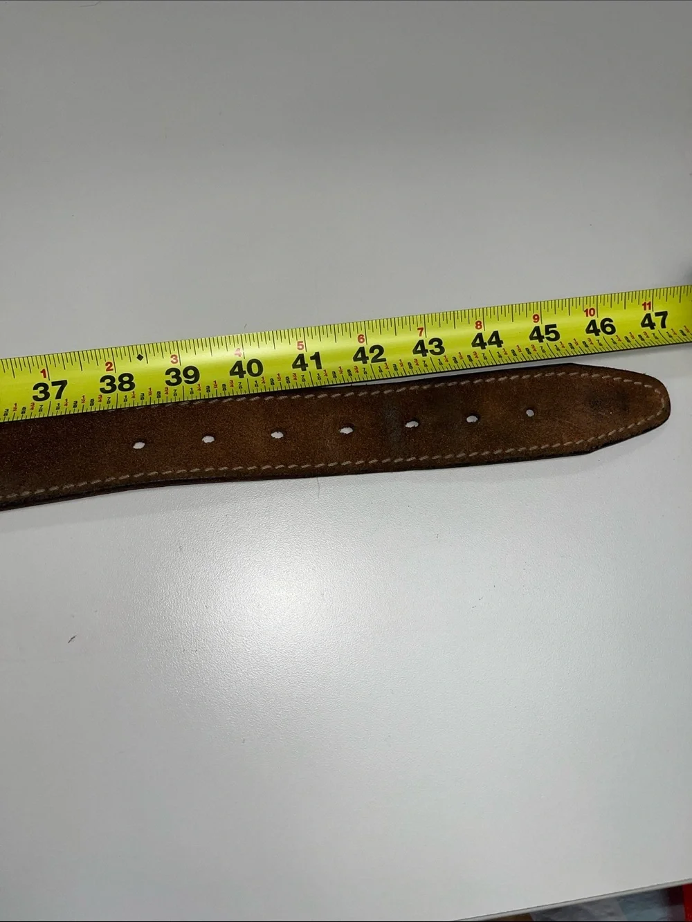 Men’s Source Unknown Brown Leather Belt with Silver Buckle size 38”
